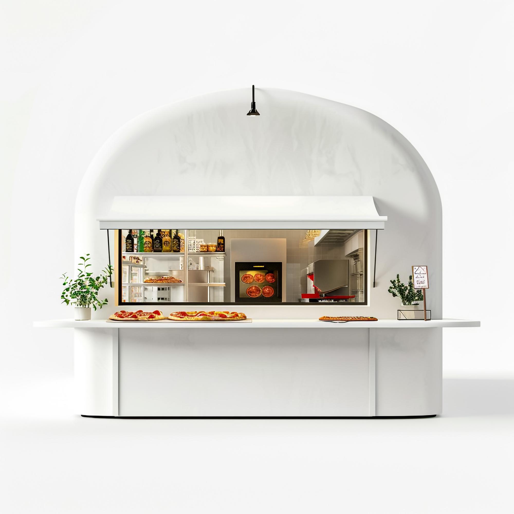 Front of the culinary atelier with open kitchen